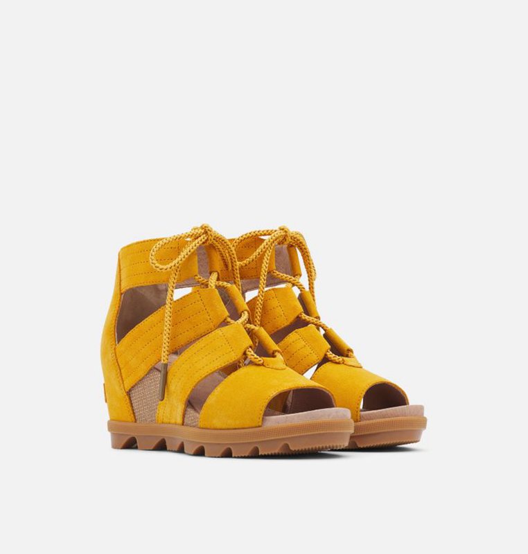 Womens Sandals Yellow - Sorel Joanie™ II Lace Wedge - 412-SZOMJQ